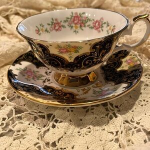 Elizabethan cup and saucer set, bone china, made in England, hand decorated